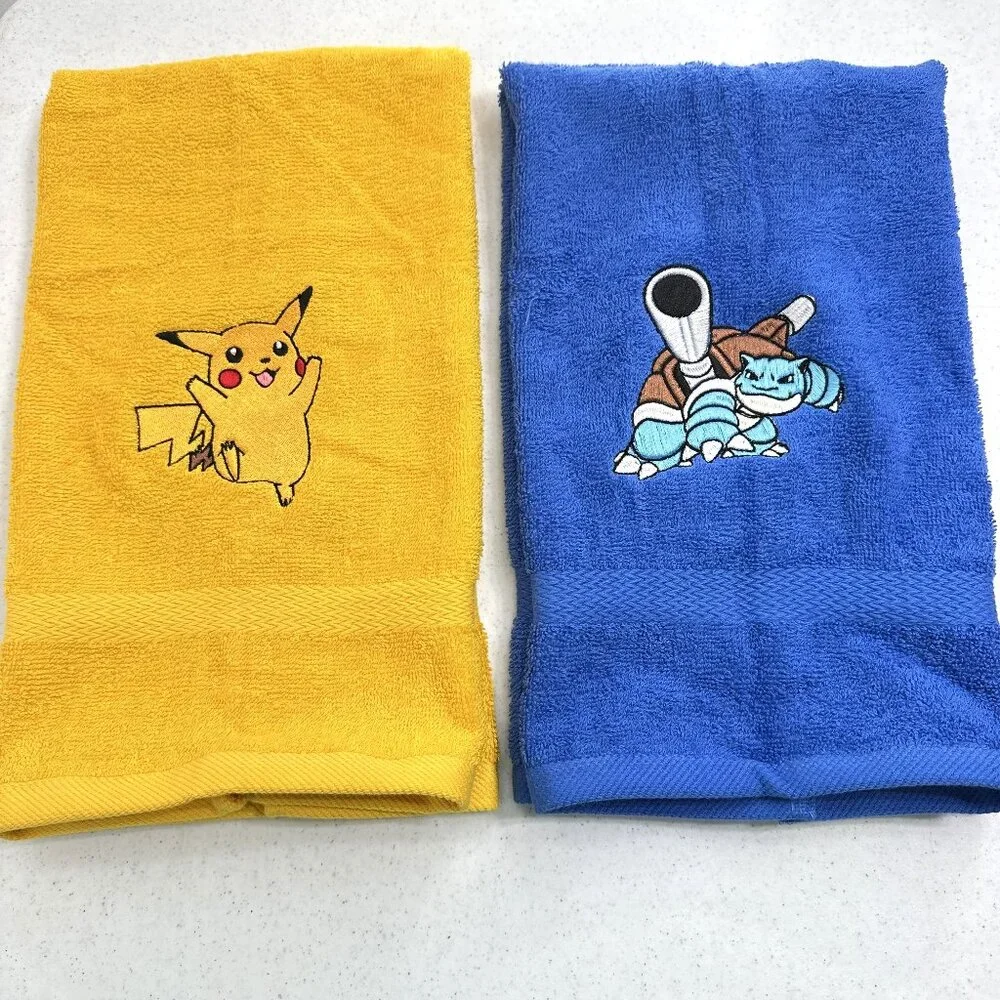 Pokemon Towels Embroidered Hand Towel Set Bathroom Decor Anime Gamer Gift